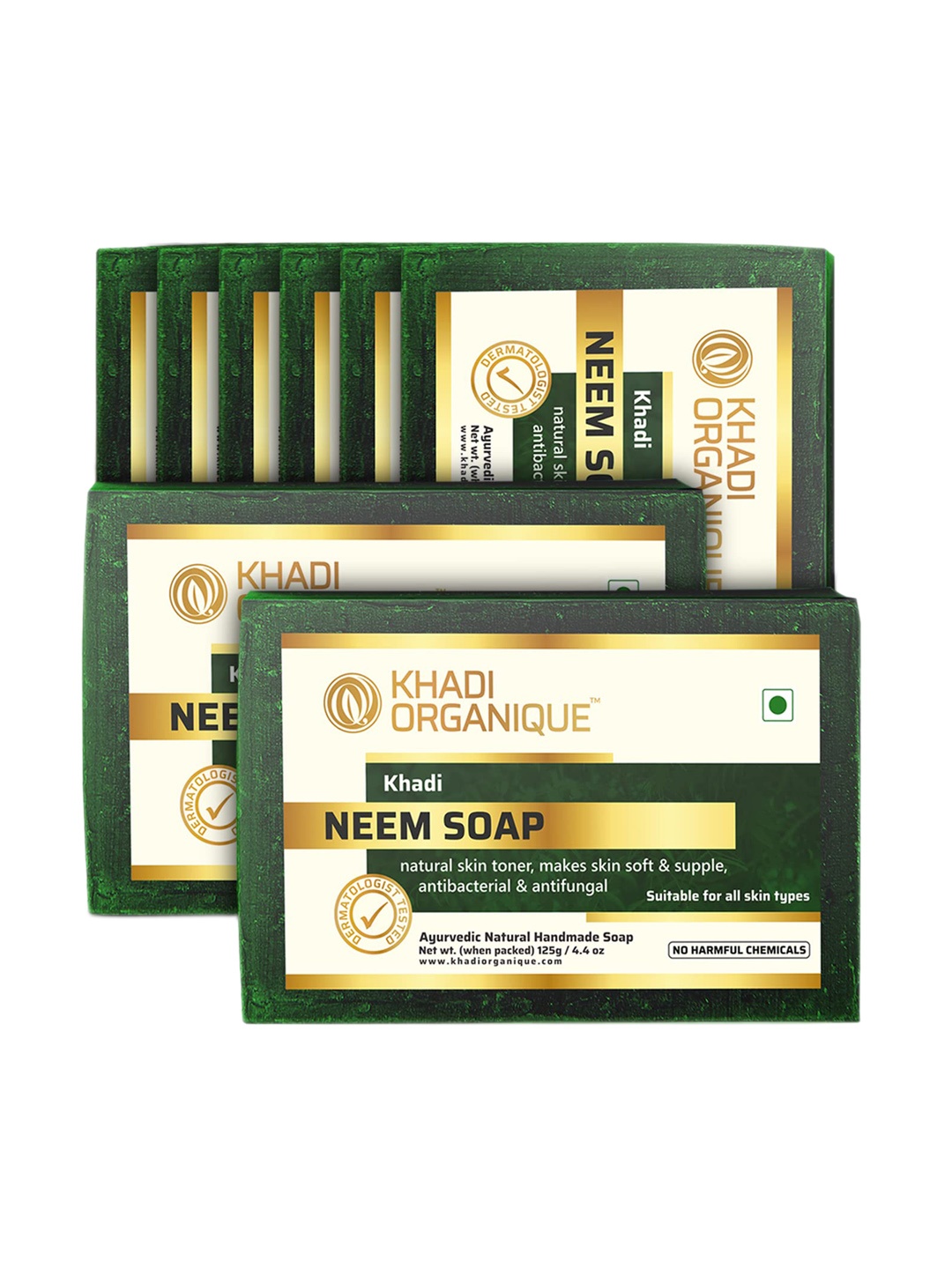 Khadi Organique Set of 8 Neem Handmade Soap with Essential Oils 125 g (Each), Green
Khadi Organique Set of 8 Neem Handmade Soap with Essential Oils 125 g (Each), Green