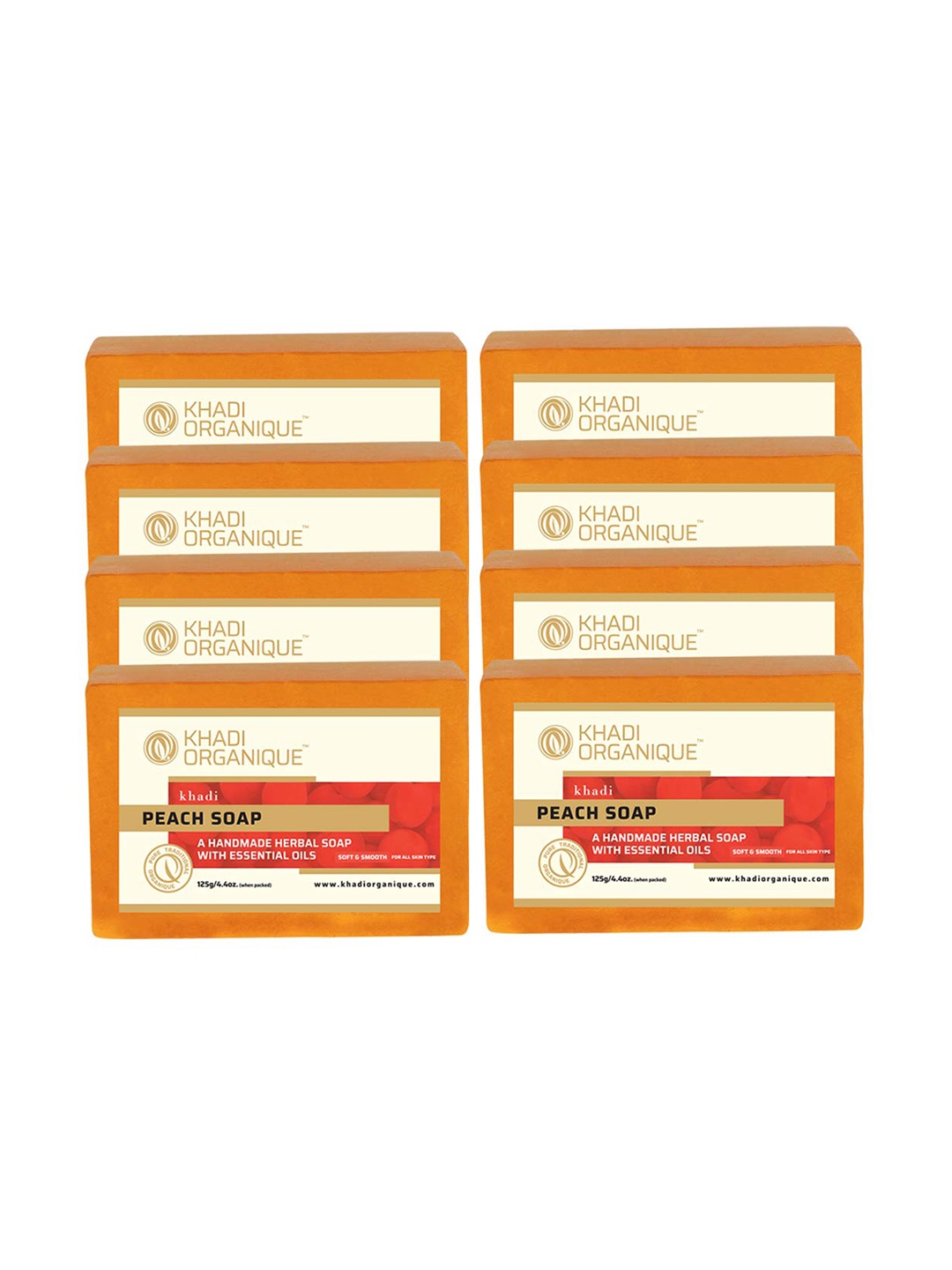Khadi Organique Set of 8 Peach Handmade Soap with Essential Oils 125 g (Each), Orange
Khadi Organique Set of 8 Peach Handmade Soap with Essential Oils 125 g (Each), Orange