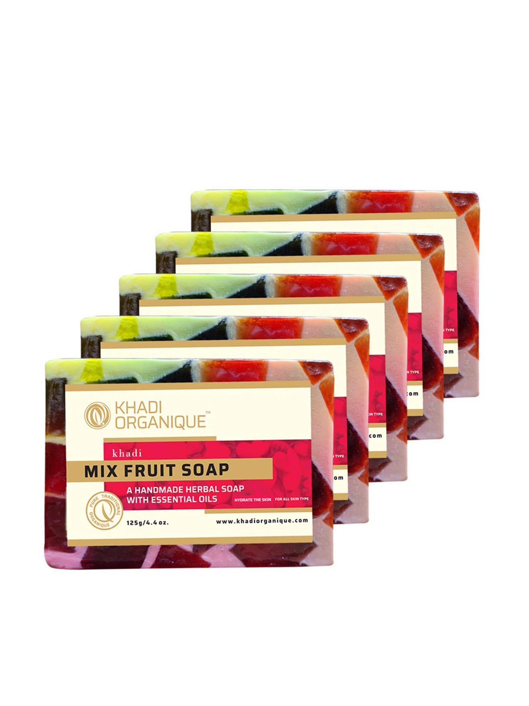 Khadi Organique Set of 5 Mix Fruit Handmade Soap with Essential Oils 125 g (Each), Green
Khadi Organique Set of 5 Mix Fruit Handmade Soap with Essential Oils 125 g (Each), Green
