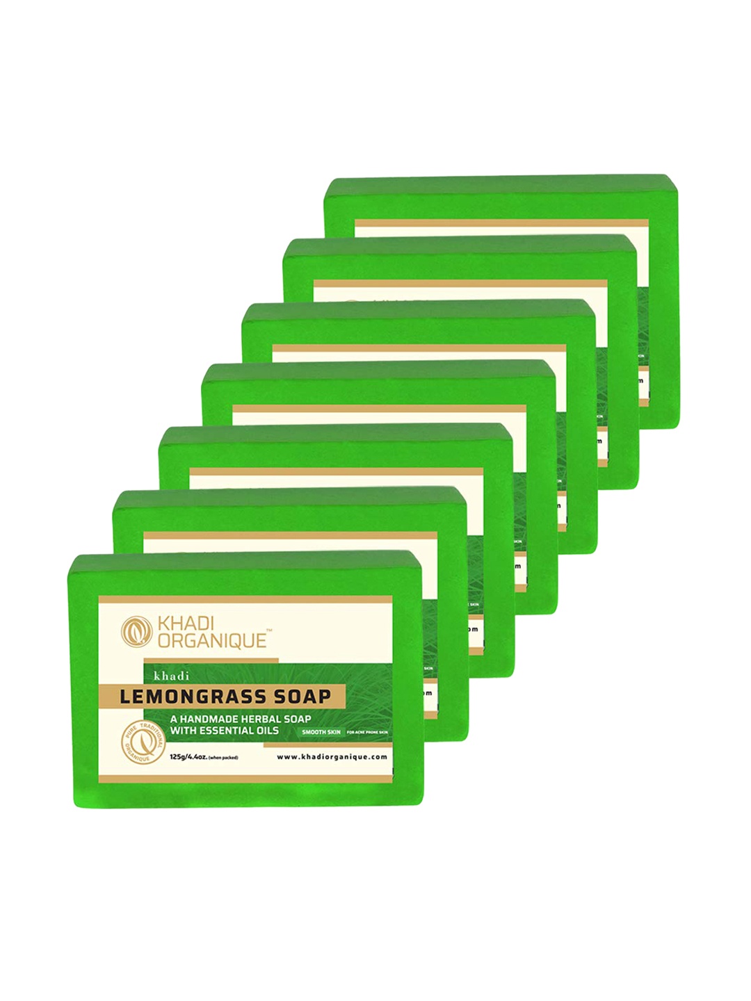 Khadi Organique Set Of 7 Lemongrass Herbal Soap with Essential Oils - 125g Each, Green
Khadi Organique Set Of 7 Lemongrass Herbal Soap with Essential Oils - 125g Each, Green