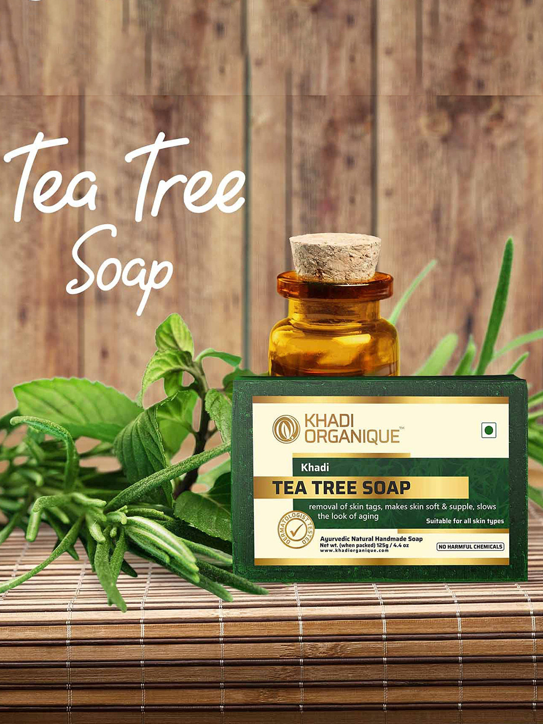 Khadi Organique Set Of 4 Tea Tree Herbal Soap with Essential Oils - 125g each, Green
Khadi Organique Set Of 4 Tea Tree Herbal Soap with Essential Oils - 125g each, Green