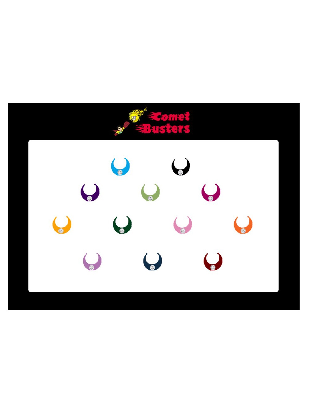 Comet Busters 12 Pcs Embellished Reusable Crescent-Shaped Designer Bindis - Multicoloured, Multi
Comet Busters 12 Pcs Embellished Reusable Crescent-Shaped Designer Bindis - Multicoloured, Multi