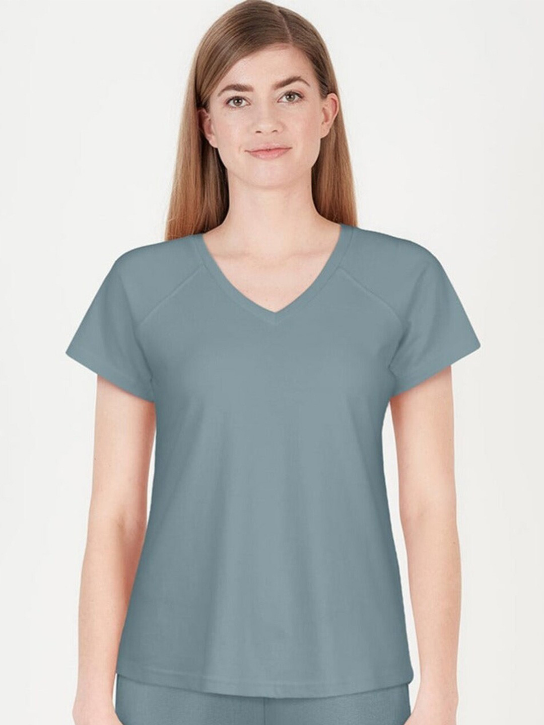 Saltpetre Women Blue V-Neck Organic Cotton T-shirt
Saltpetre Women Blue V-Neck Organic Cotton T-shirt
