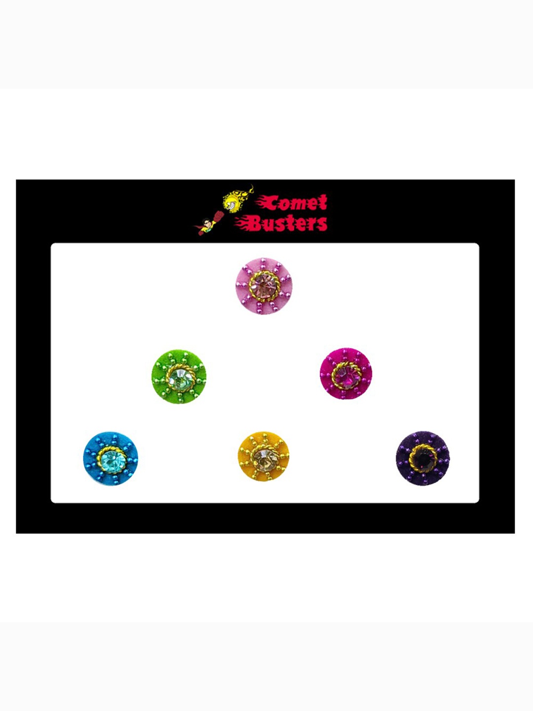 Comet Busters 6 Pcs Embellished Reusable Designer Round Bindis - Multicoloured, Multi
Comet Busters 6 Pcs Embellished Reusable Designer Round Bindis - Multicoloured, Multi
