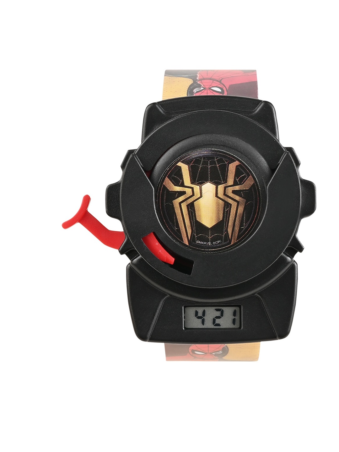 Marvel Boys Spidermen Printed Dial & Straps Digital Multi Function Disc Shooter Watch, Black
Marvel Boys Spidermen Printed Dial & Straps Digital Multi Function Disc Shooter Watch, Black
