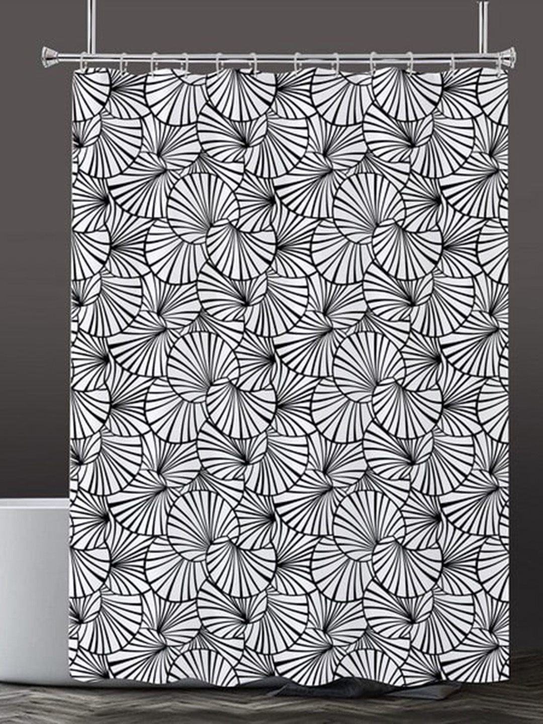 Lushomes Printed Shower Curtain, Black