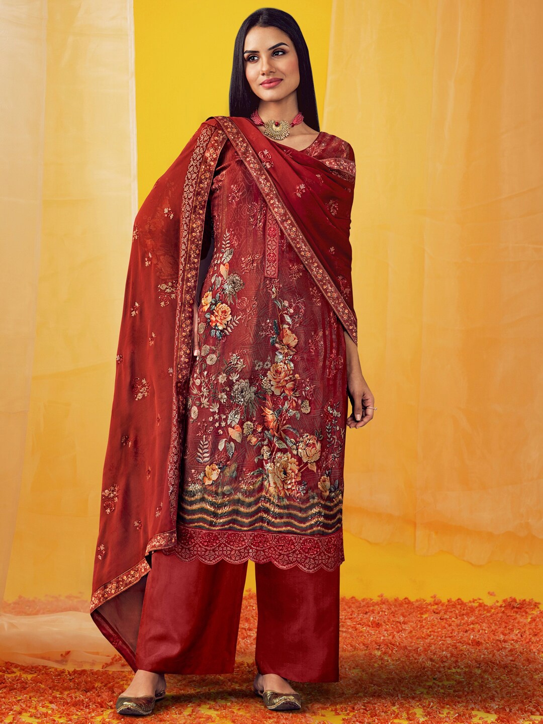 Stylee LIFESTYLE Women Rust & Grey Silk Chiffon Unstitched Dress Material
Stylee LIFESTYLE Women Rust & Grey Silk Chiffon Unstitched Dress Material