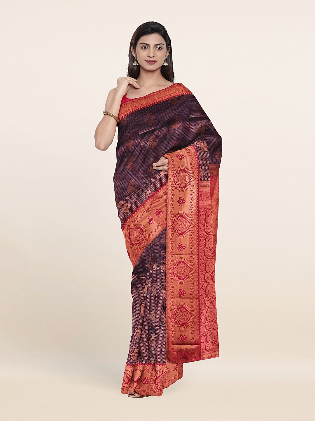 Pothys Ethnic Motifs Pure Silk Saree, Blue