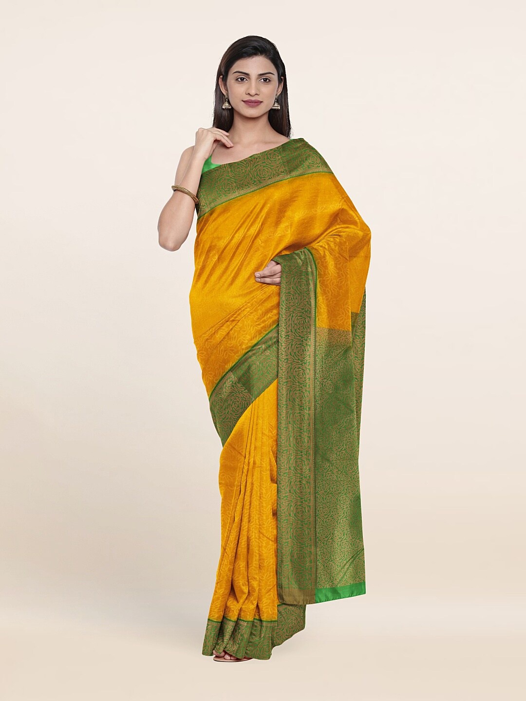 Pothys Woven Design Zari Pure Silk Saree, Yellow