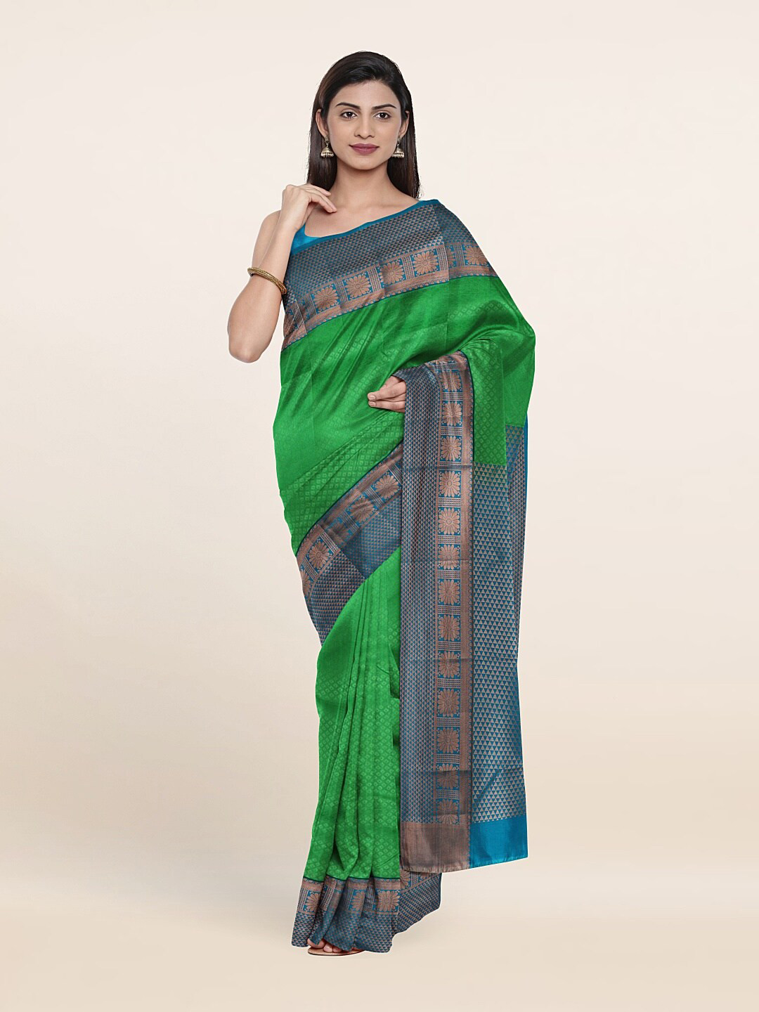 Pothys Woven Design Zari Pure Silk Saree, Green 
Pothys Woven Design Zari Pure Silk Saree, Green
