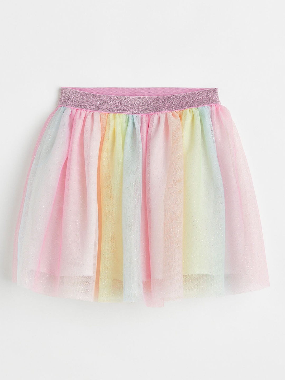 H&M Girls Colourblocked Flared Mini Skirts, Pink