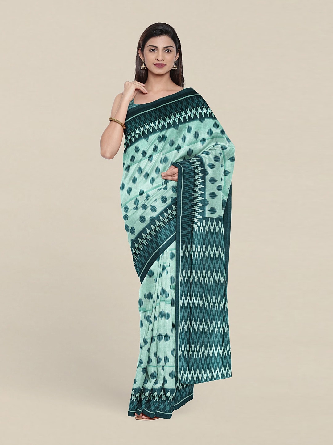 Pothys Pure Cotton Green Saree