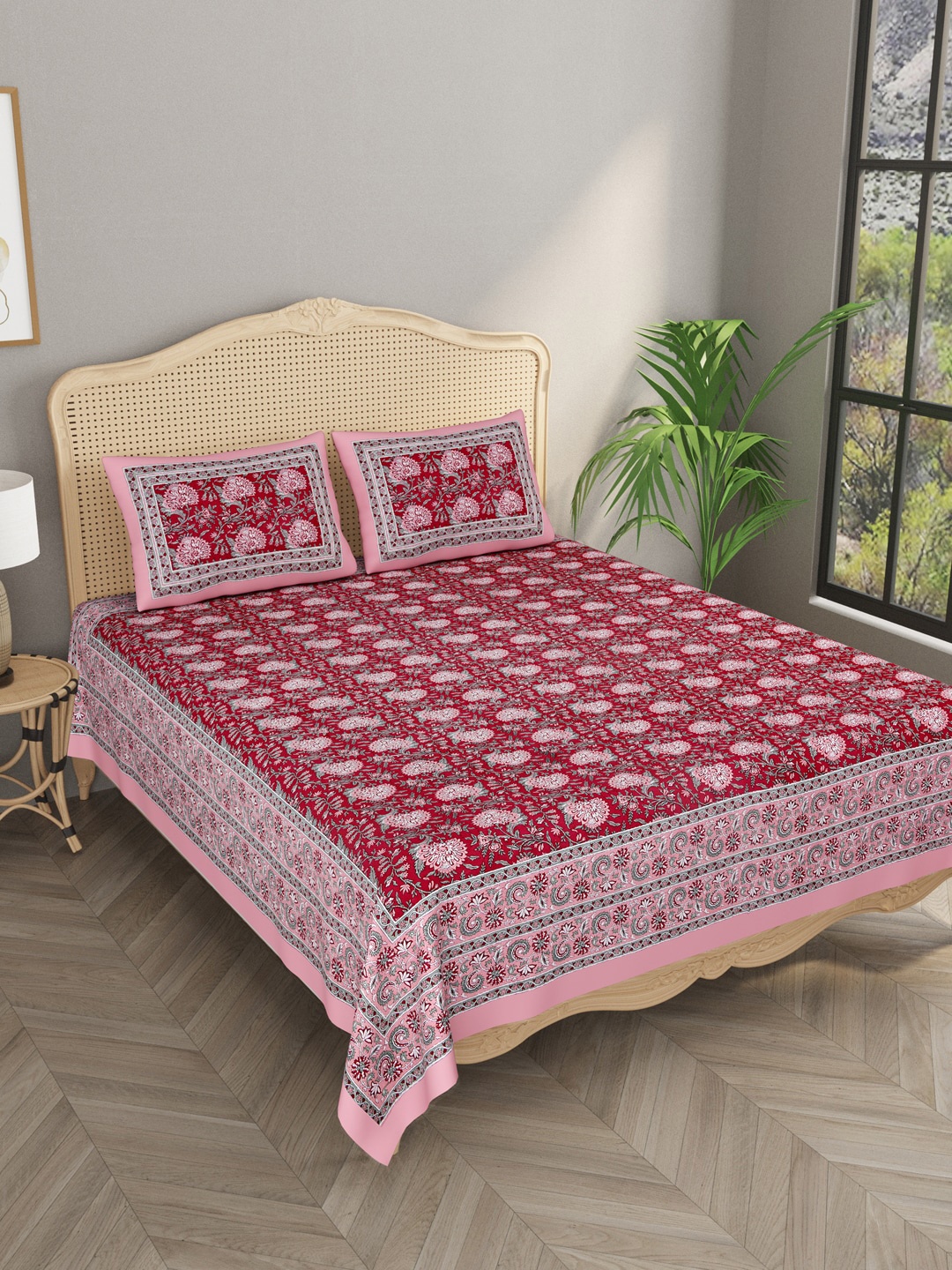 Gulaab Jaipur Floral Printed 400 TC Superfine King Bedsheet with 2 Pillow Covers, Red
Gulaab Jaipur Floral Printed 400 TC Superfine King Bedsheet with 2 Pillow Covers, Red