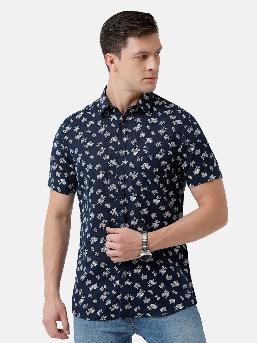 Linen Club Men Linen Floral Printed Regular Fit Short Sleeve Sustainable Casual Shirt, Blue
Linen Club Men Linen Floral Printed Regular Fit Short Sleeve Sustainable Casual Shirt, Blue