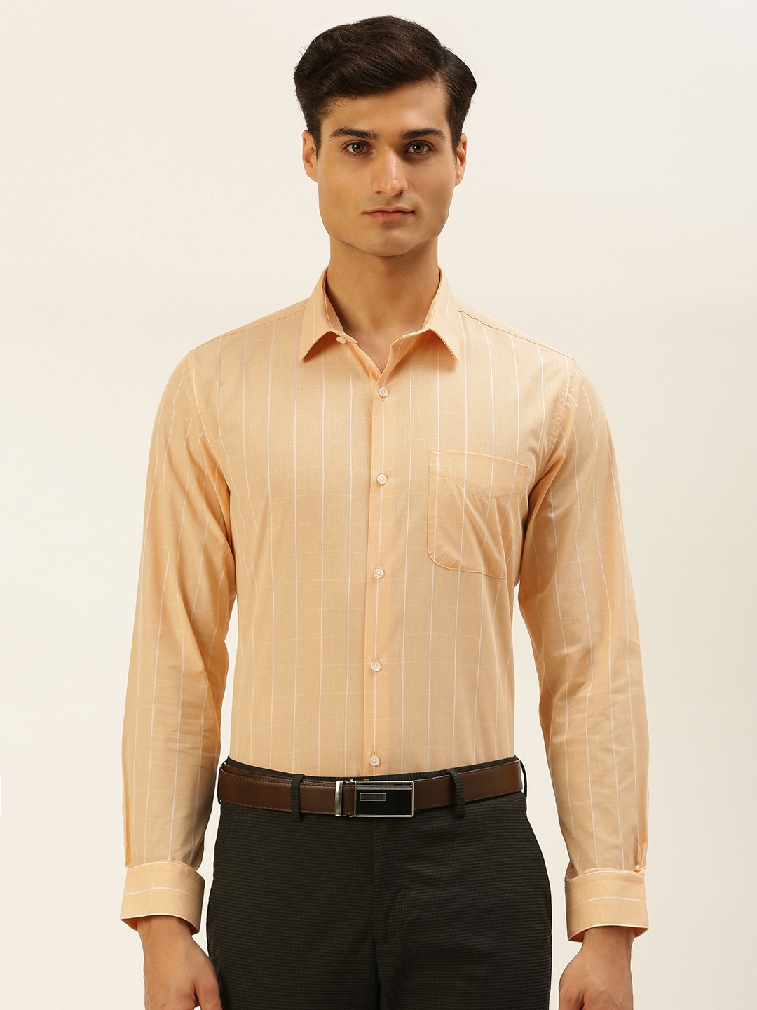 Peter England Men Orange Slim Fit Windowpane Checks Opaque Formal Shirt With Chest Pocket
Peter England Men Orange Slim Fit Windowpane Checks Opaque Formal Shirt With Chest Pocket