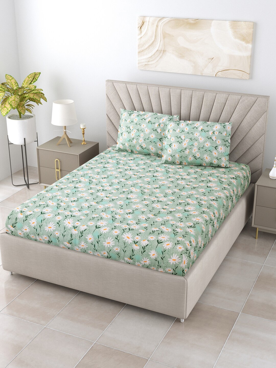 BOMBAY DYEING Floral Printed 120 TC Cotton King Bedsheet with 2 Pillow Covers, Green
BOMBAY DYEING Floral Printed 120 TC Cotton King Bedsheet with 2 Pillow Covers, Green