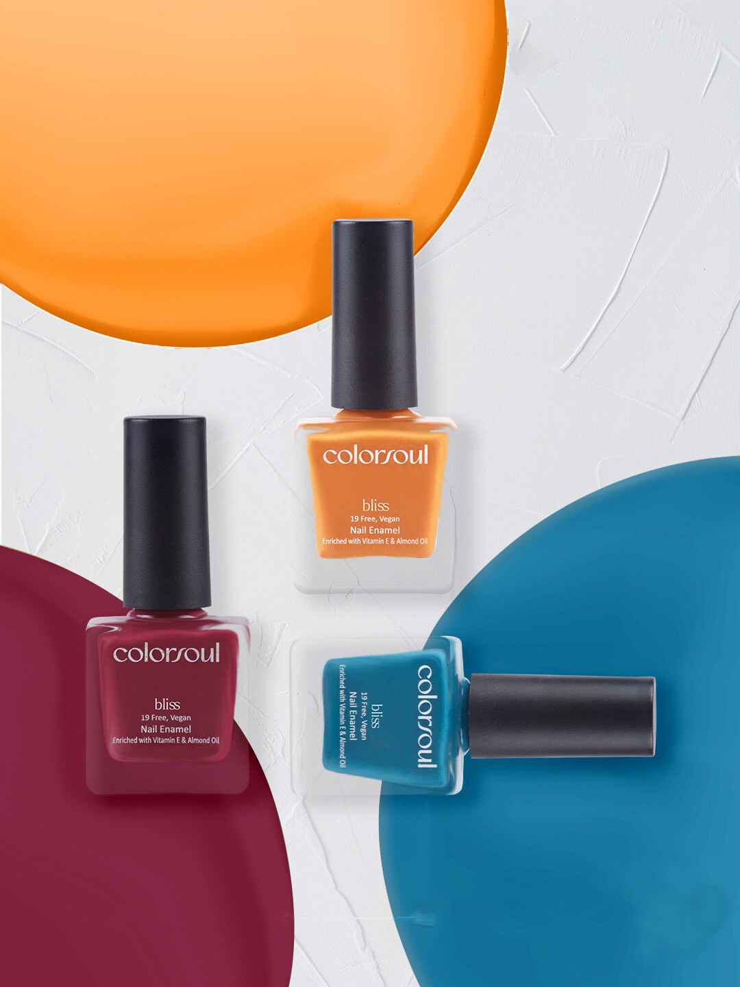 Colorsoul Set of 3 Bliss Vegan Nail Enamel with Vitamin E & Almond Oil - 8 ml each, Maroon
Colorsoul Set of 3 Bliss Vegan Nail Enamel with Vitamin E & Almond Oil - 8 ml each, Maroon
