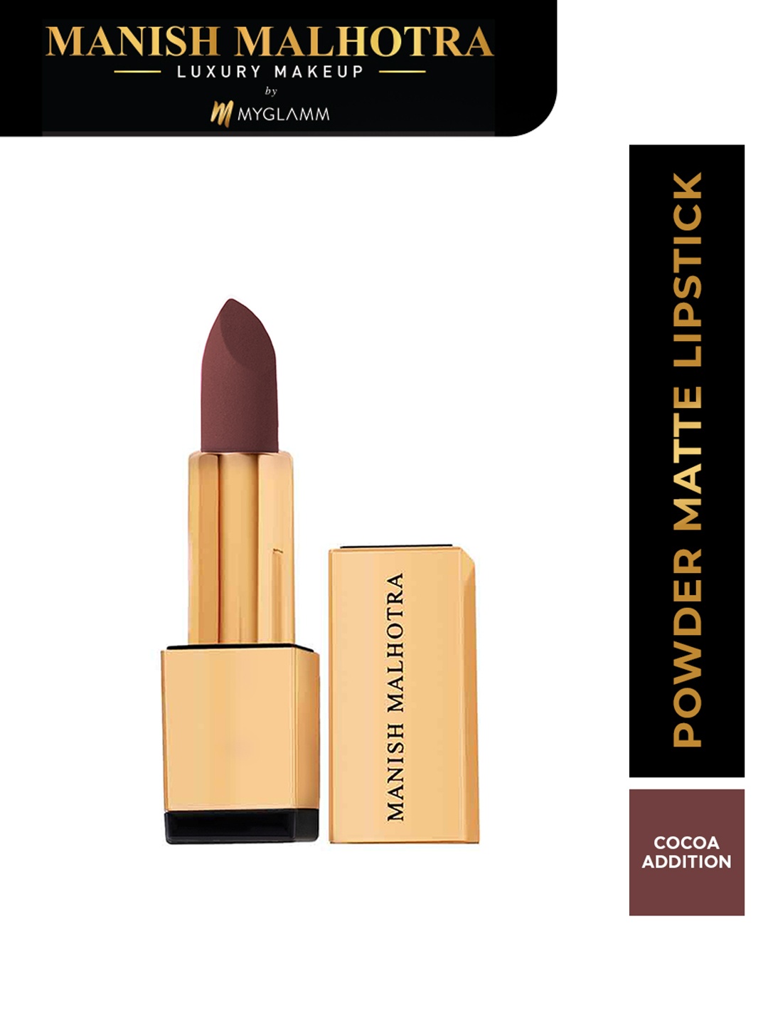 MyGlamm Manish Malhotra Powder Matte Lipstick with Maracuja Oil 4g -Cocoa Addition, Coffee brown
MyGlamm Manish Malhotra Powder Matte Lipstick with Maracuja Oil 4g -Cocoa Addition, Coffee brown