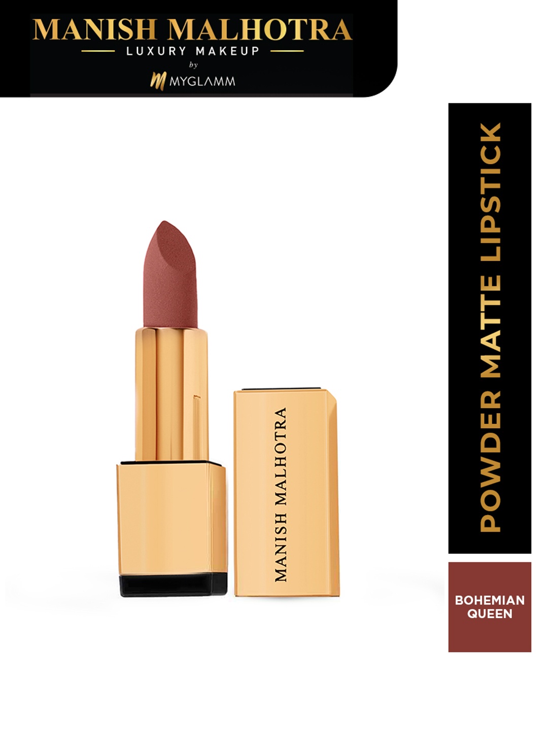 MyGlamm Manish Malhotra Powder Matte Lipstick with Maracuja Oil 4g - Bohemian Queen, Brown
MyGlamm Manish Malhotra Powder Matte Lipstick with Maracuja Oil 4g - Bohemian Queen, Brown