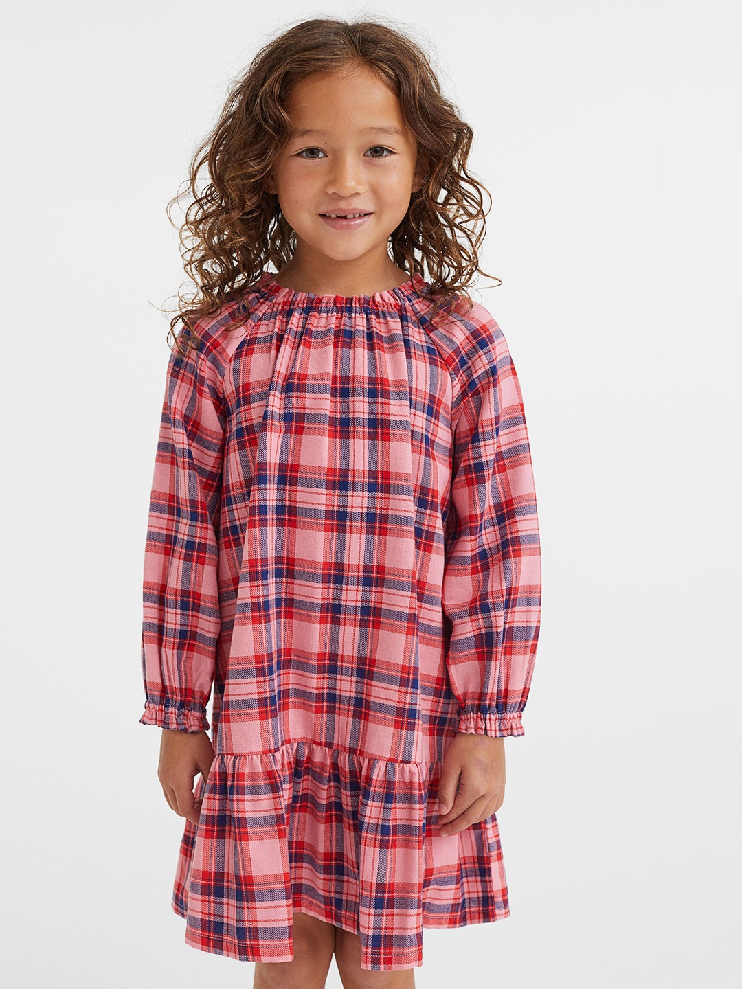 H&M Girls Double-Weave Cotton Dress, Pink