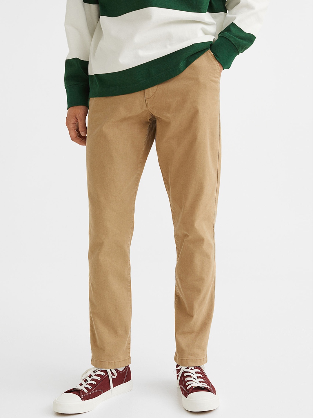 H&M Men Slim Fit Cotton Chinos, Beige