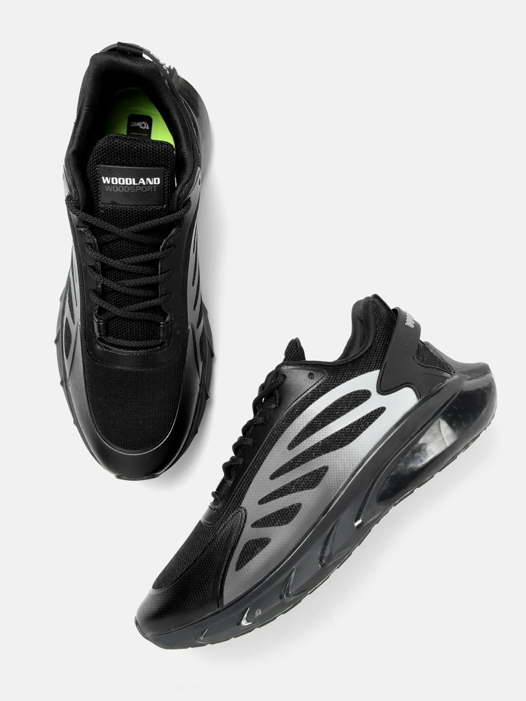 Woodland Men Black Solid Woven Upper Sneakers