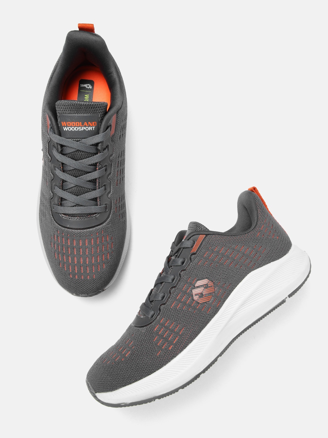 Woodland Men Grey Solid Woven Design Sneakers