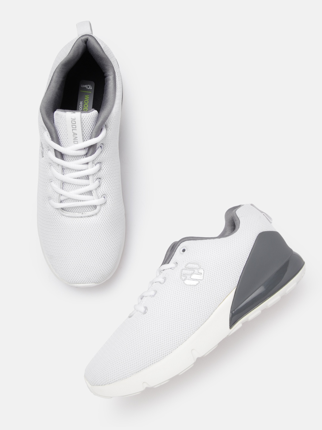 Woodland Men White & Grey Woven Design Sneakers