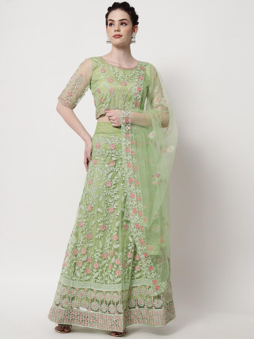 VAANI CREATION Embroidered Semi-Stitched Lehenga & Unstitched Blouse With Dupatta, Green
VAANI CREATION Embroidered Semi-Stitched Lehenga & Unstitched Blouse With Dupatta, Green