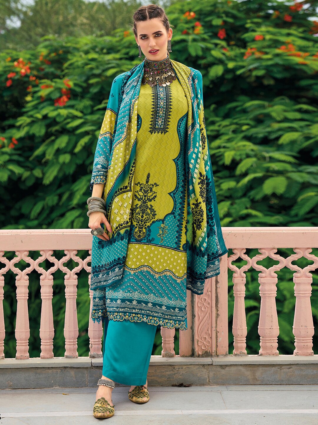 Stylee LIFESTYLE Women Turquoise Blue & Yellow Printed Pure Silk Unstitched Dress Material
Stylee LIFESTYLE Women Turquoise Blue & Yellow Printed Pure Silk Unstitched Dress Material