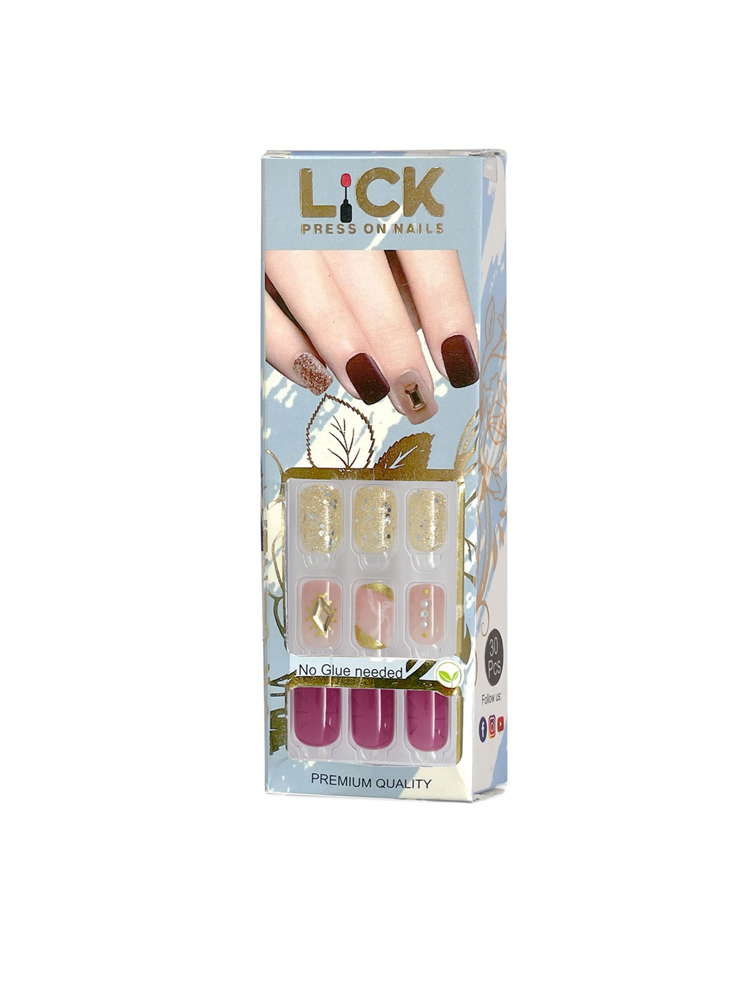 LICK Set Of 12 French Manicure Fake/Artificial/False Reusable Nails With Application Kit, Maroon
LICK Set Of 12 French Manicure Fake/Artificial/False Reusable Nails With Application Kit, Maroon