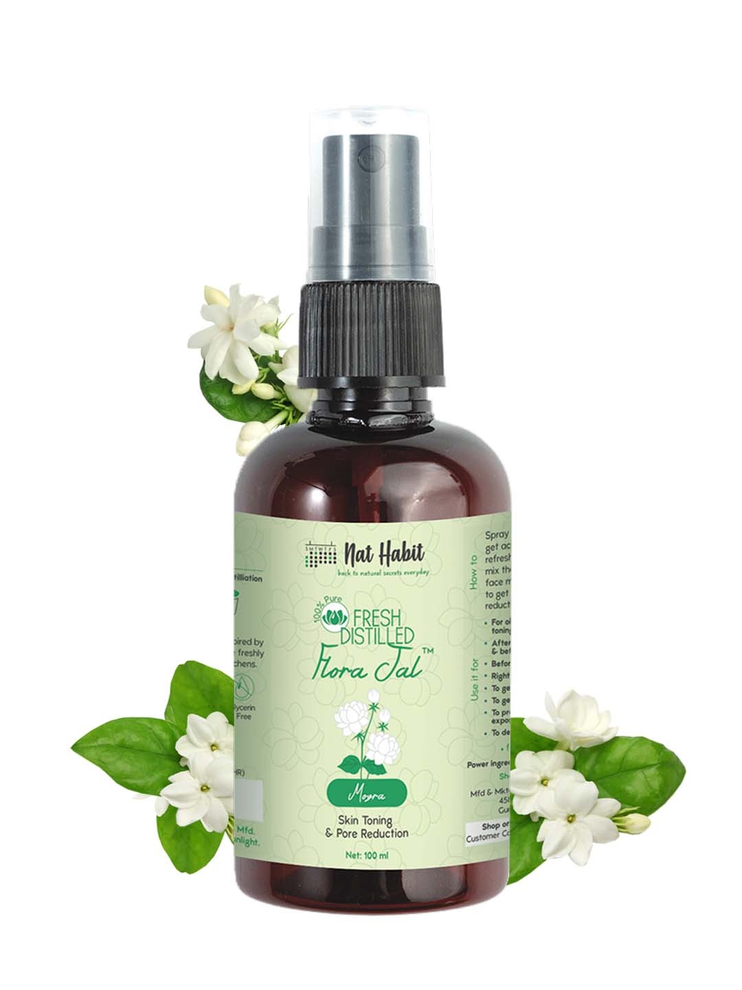 Nat Habit 100% Pure Fresh Distilled Mogra Flora Jal Toner For Skin Toning - 100ml, Green
Nat Habit 100% Pure Fresh Distilled Mogra Flora Jal Toner For Skin Toning - 100ml, Green