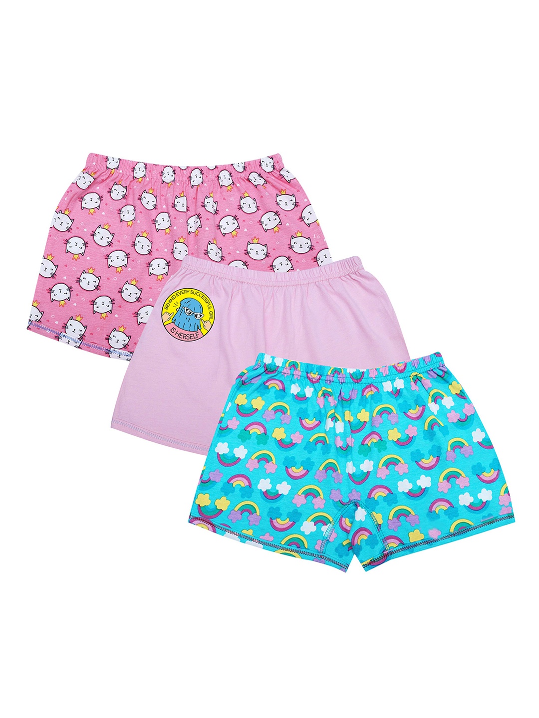 DChica Pack Of 3 Girls Printed Briefs, Pink