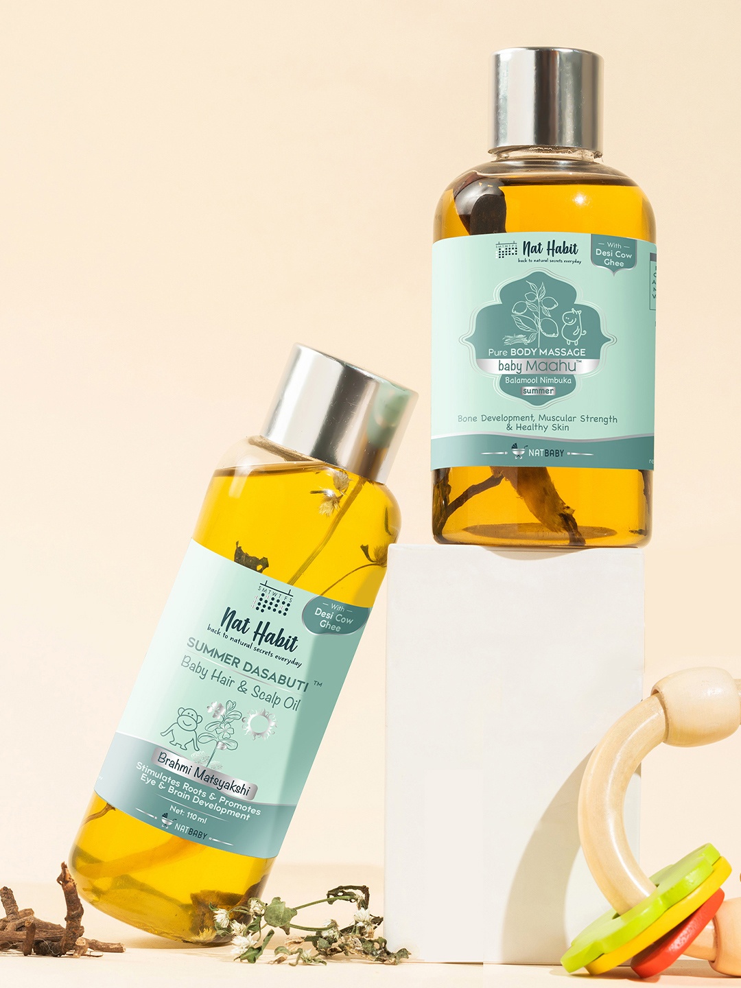 Nat Habit Summer Dasabuti Baby Hair Scalp Oil 110ml + Maahu Body Massage Oil 100ml, Yellow
Nat Habit Summer Dasabuti Baby Hair Scalp Oil 110ml + Maahu Body Massage Oil 100ml, Yellow