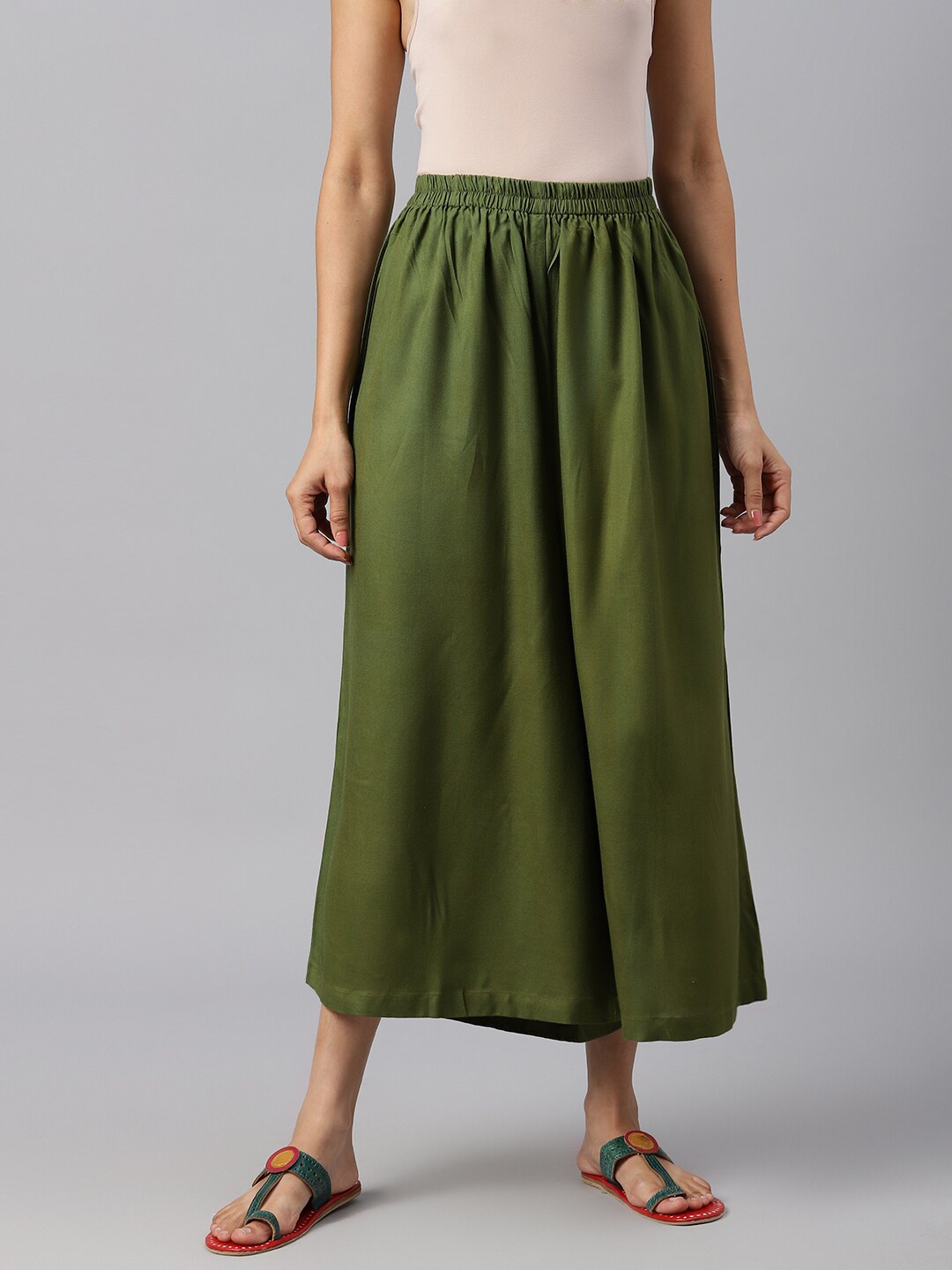 SHRINKHLA Women Green Ethnic Palazzos