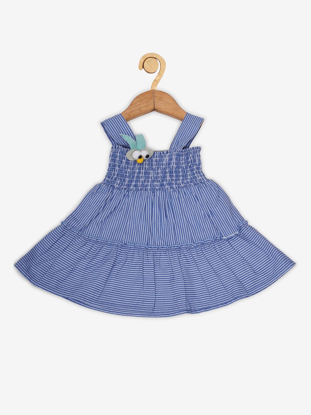Creative Kids Striped Smocked Cotton Fit & Flare Dress, Blue