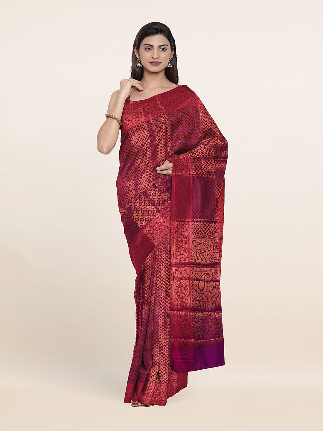 Pothys Ethnic Motifs Zari Saree, Purple