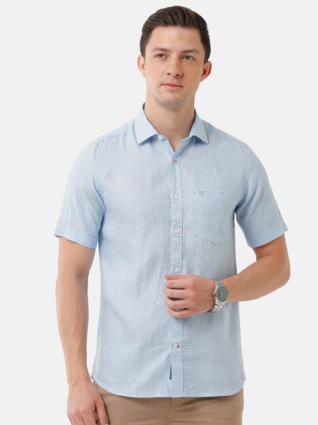 Linen Club Men Linen Sustainable Casual Shirt, Blue