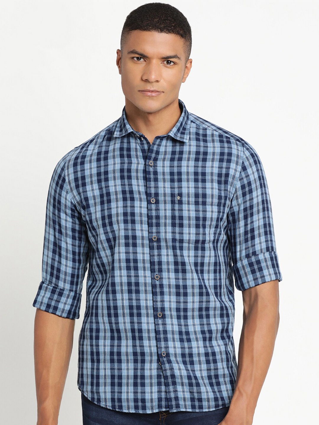 Turtle Men Spread Collar Roll Up Sleeves Pure Cotton Tartan Checks Checked Casual Shirt, Blue
Turtle Men Spread Collar Roll Up Sleeves Pure Cotton Tartan Checks Checked Casual Shirt, Blue
