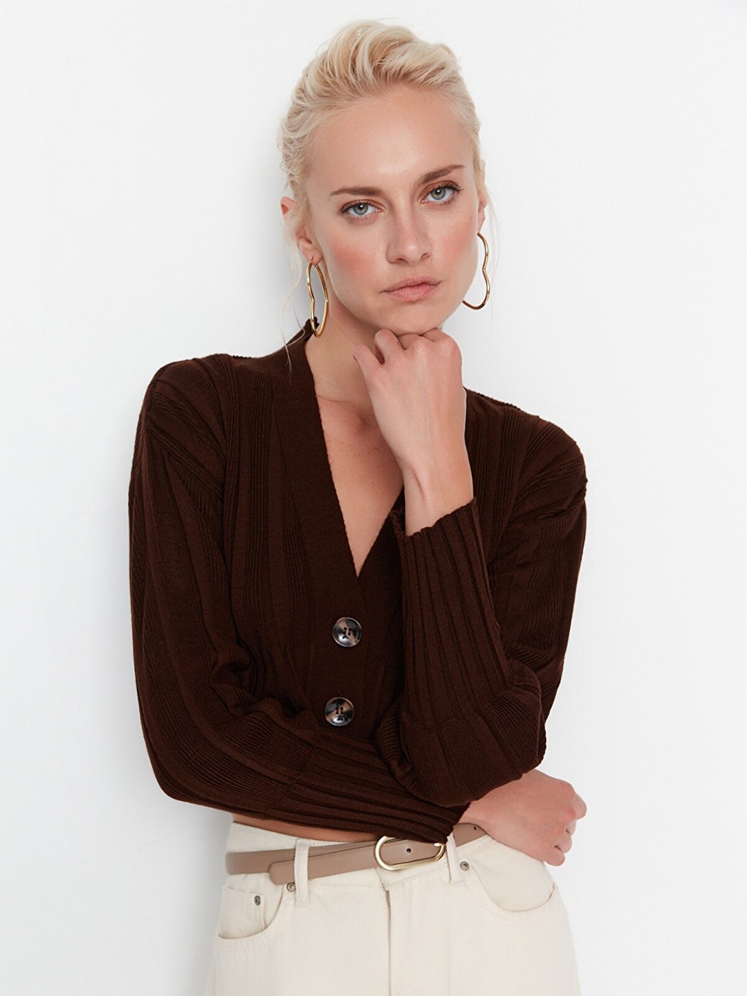 Trendyol Women Brown Wrap Top