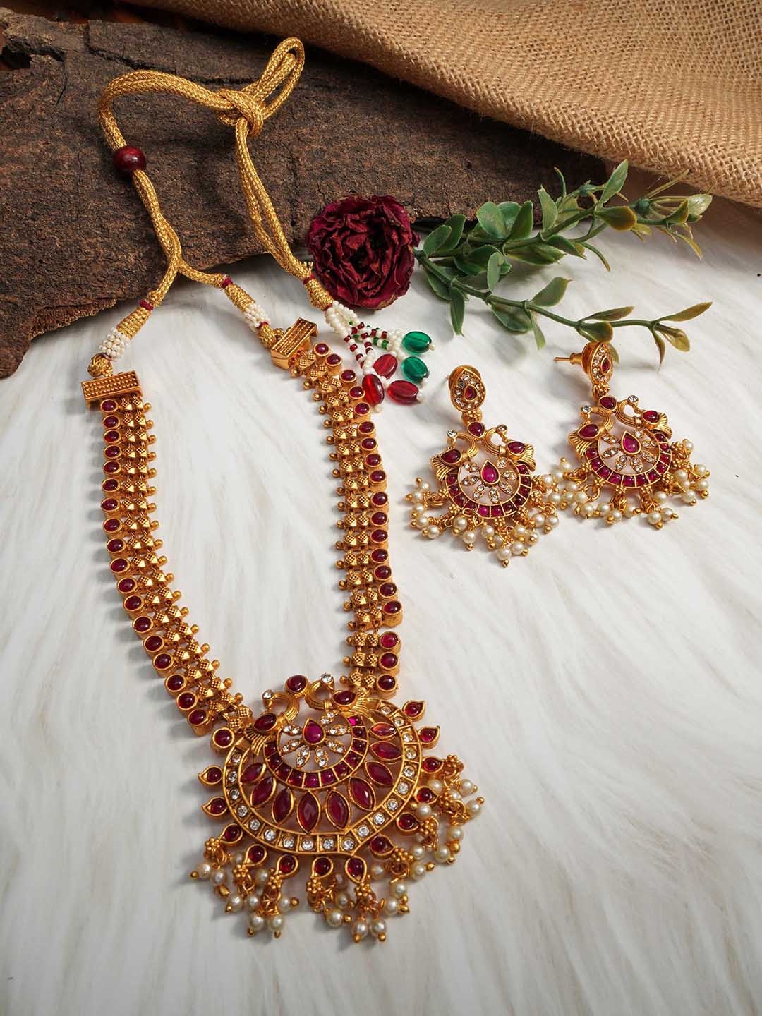GRIIHAM Gold-Plated Cubic Zirconia Studded Jewellery Set