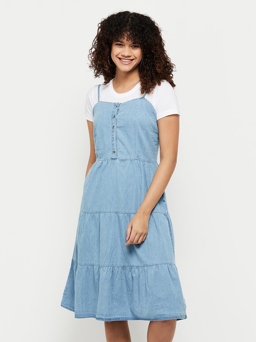 max Women Fit & Flare Dress, Blue