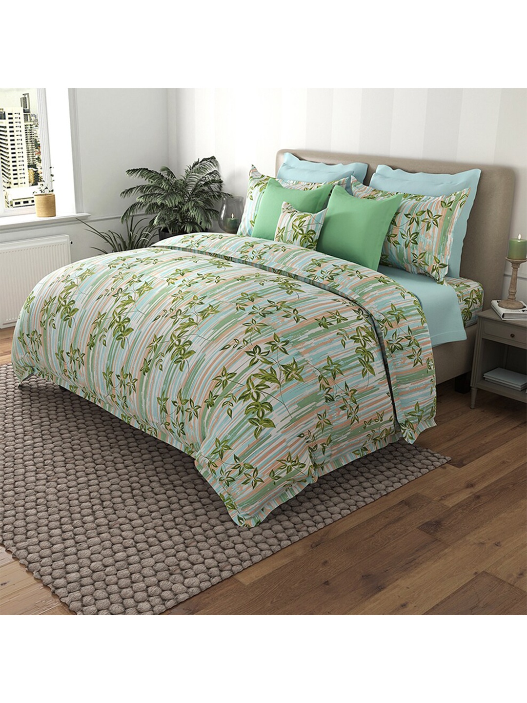 By Adab Floral Printed 400 TC Egyptian Cotton King Bedsheet with 2 Pillow Covers, Green
By Adab Floral Printed 400 TC Egyptian Cotton King Bedsheet with 2 Pillow Covers, Green