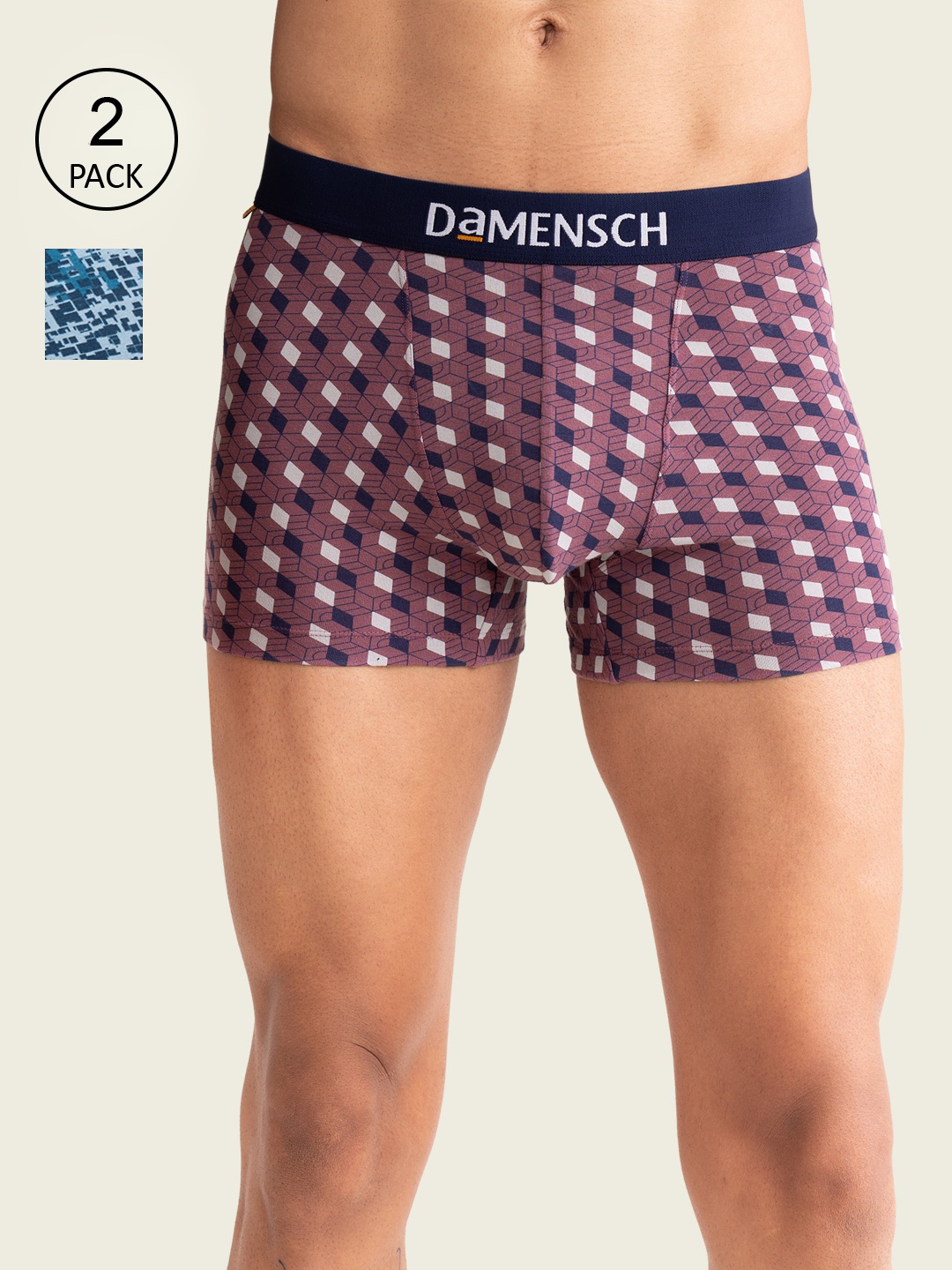 DAMENSCH Men Pack Of 2 Anti-Bacterial Printed Deo-Cotton Anti-Bacterial Trunks, Purple
DAMENSCH Men Pack Of 2 Anti-Bacterial Printed Deo-Cotton Anti-Bacterial Trunks, Purple