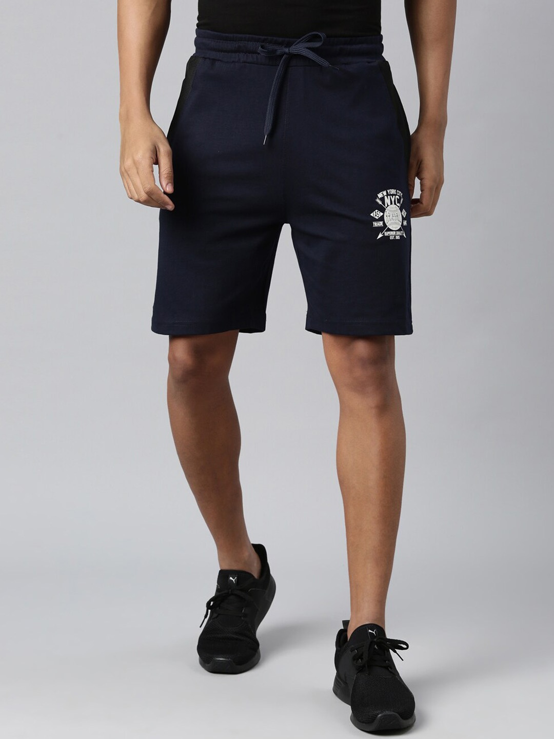 DIXCY SCOTT Men Printed Shorts, Navy blue