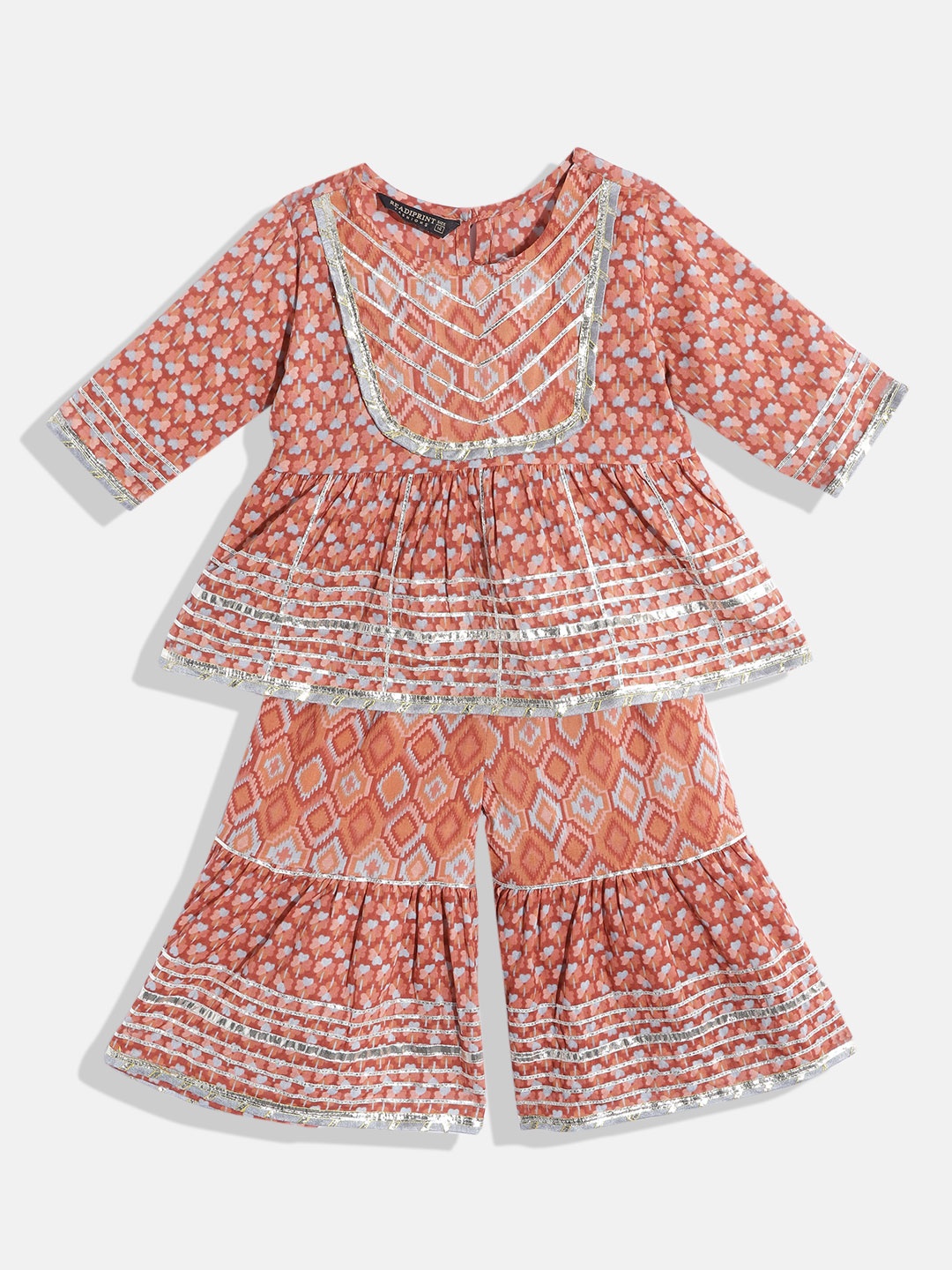 Readiprint Fashions Girls Rust Orange & Grey Floral Printed Cotton A-Line Kurta Sharara
Readiprint Fashions Girls Rust Orange & Grey Floral Printed Cotton A-Line Kurta Sharara
