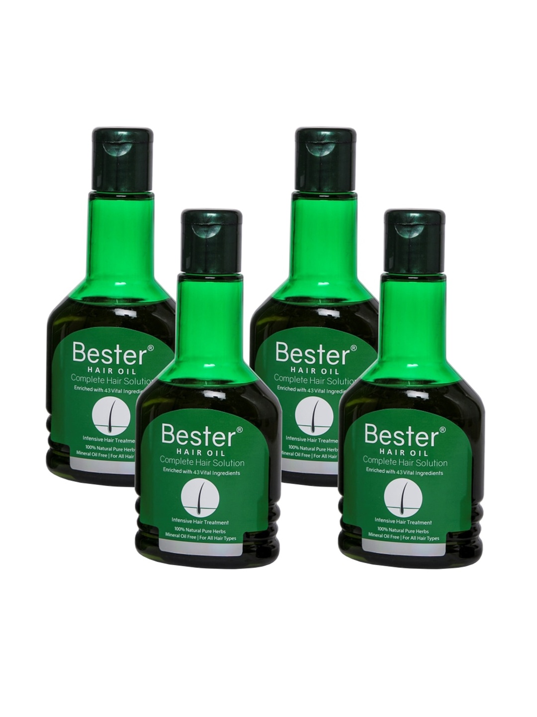 Bester Set of 4 Complete Hair Solution Hair Oil with 43 Vital Ingredients 100 ml (each), Green
Bester Set of 4 Complete Hair Solution Hair Oil with 43 Vital Ingredients 100 ml (each), Green