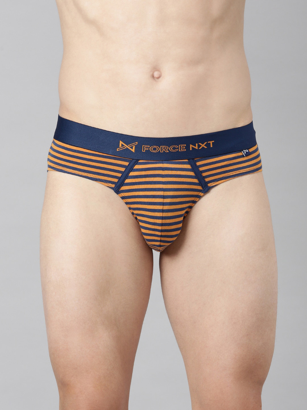 Force NXT Men Striped Pure Cotton Basic Briefs, Gold
Force NXT Men Striped Pure Cotton Basic Briefs, Gold