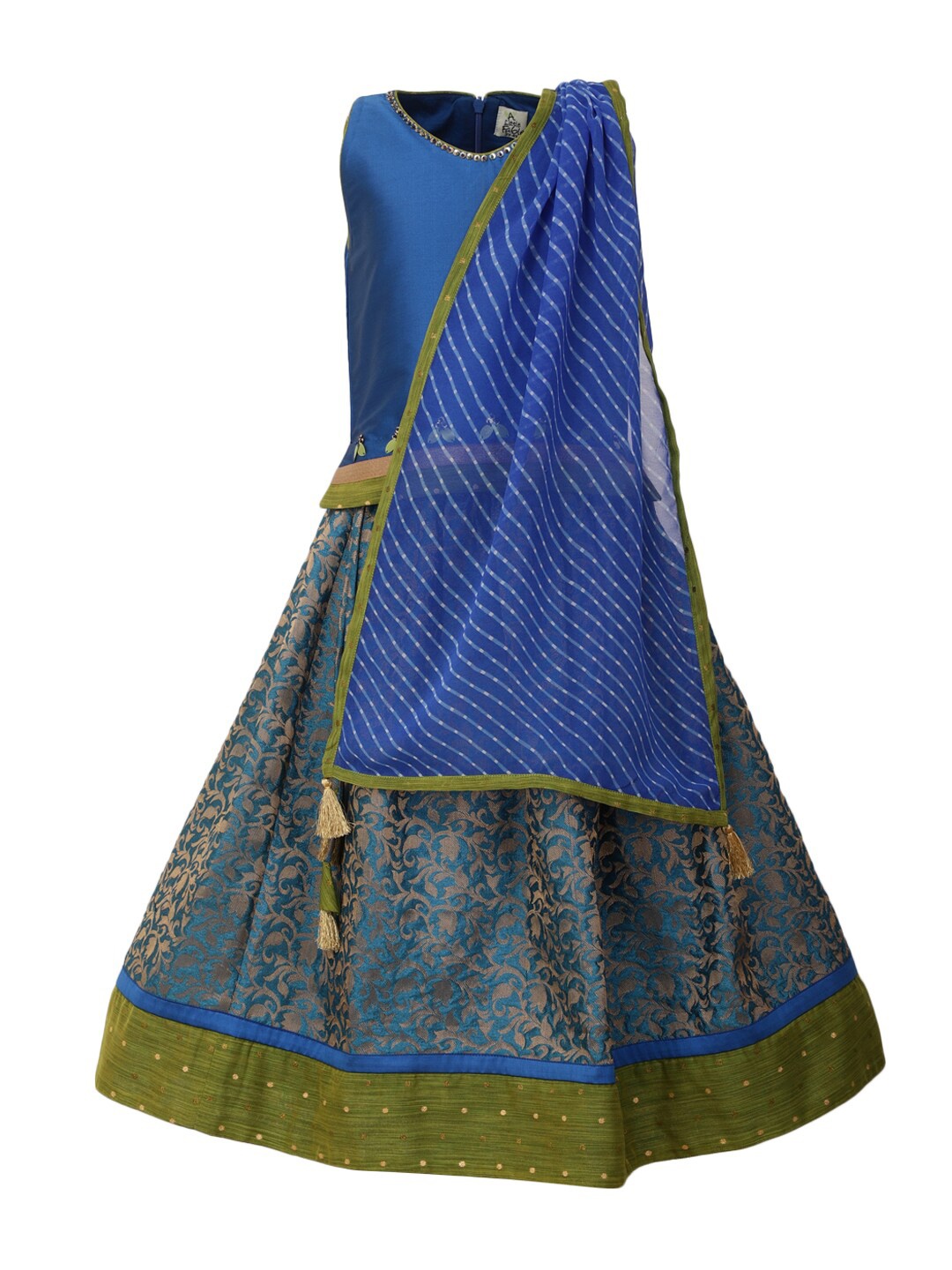 A Little Fable Girls Blue & Green Embroidered Ready to Wear Lehenga & Blouse With Dupatta
A Little Fable Girls Blue & Green Embroidered Ready to Wear Lehenga & Blouse With Dupatta