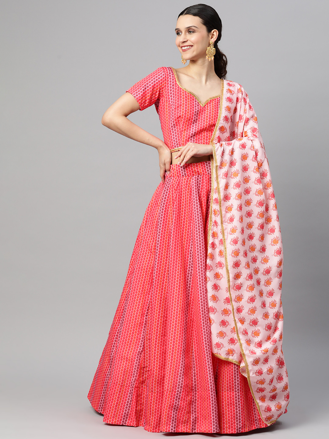 Readiprint Fashions Peach & Yellow Geometric Printed Unstitched Lehenga & Blouse Dupatta, Pink
Readiprint Fashions Peach & Yellow Geometric Printed Unstitched Lehenga & Blouse Dupatta, Pink